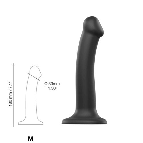 Strap-on-Me Semi-Realistic Dual Density Bendable Dildo Black Medium