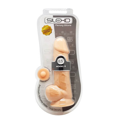 SilexD 8.5 inch Realistic Silicone Dual Density Girthy Dildo with Suction Cup with Balls