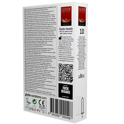 Glyde Ultra Vegan Condoms 10 Pack