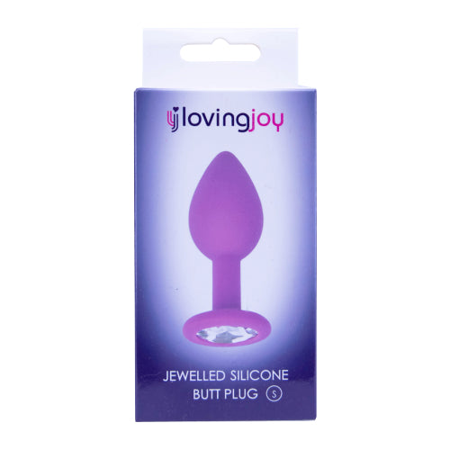 Loving Joy Jewelled Silicone Butt Plug Purple -Small