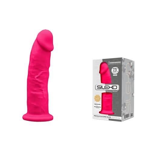 SilexD 7.5 inch Realistic Silicone Dual Density Dildo with Suction Cup Pink